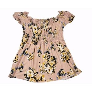 Charlotte Russe Pink Floral Ruched Y2K Shirt